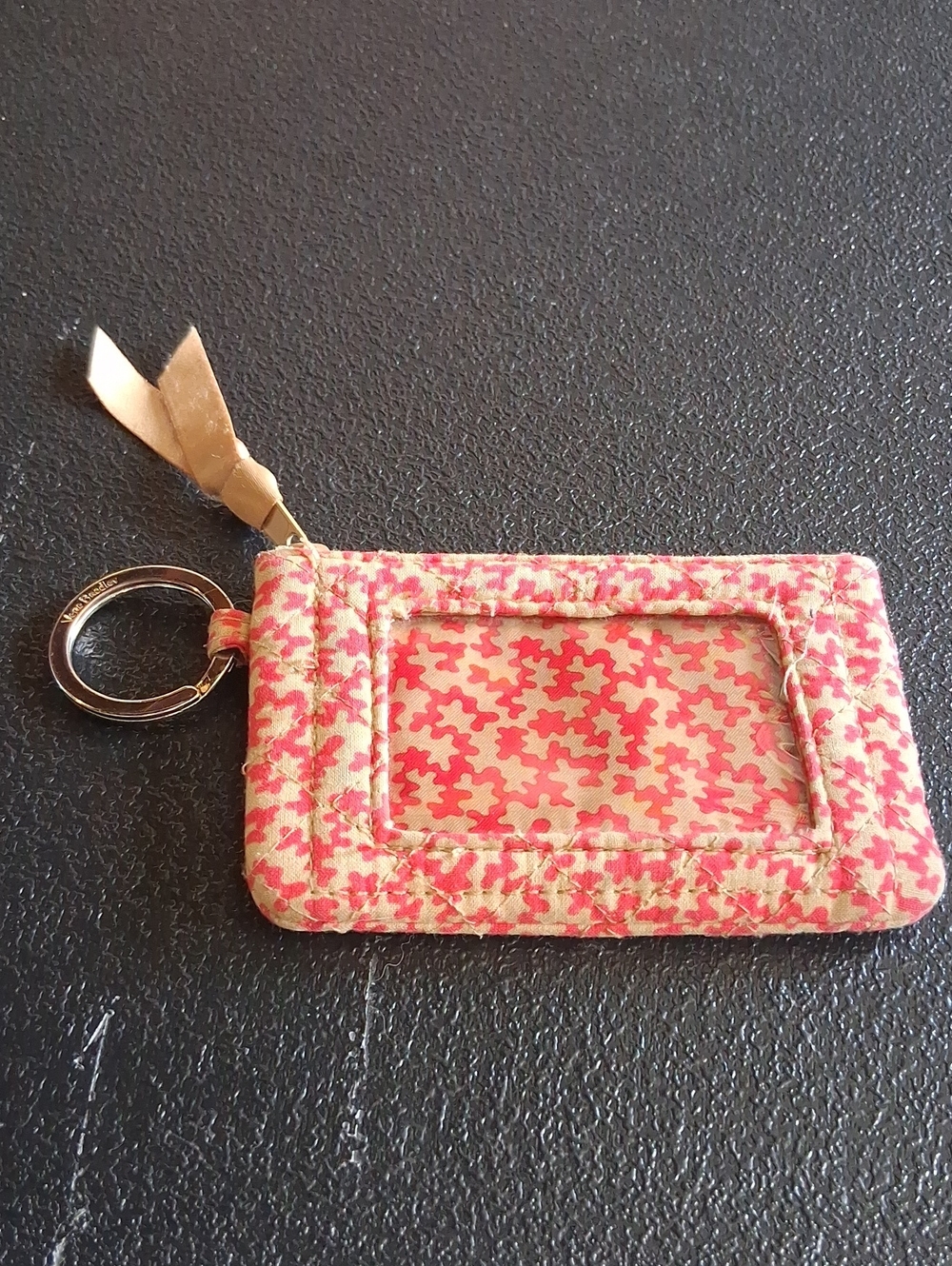 Vera Bradley Pink Floral Quilted ID Holder with Keyring
